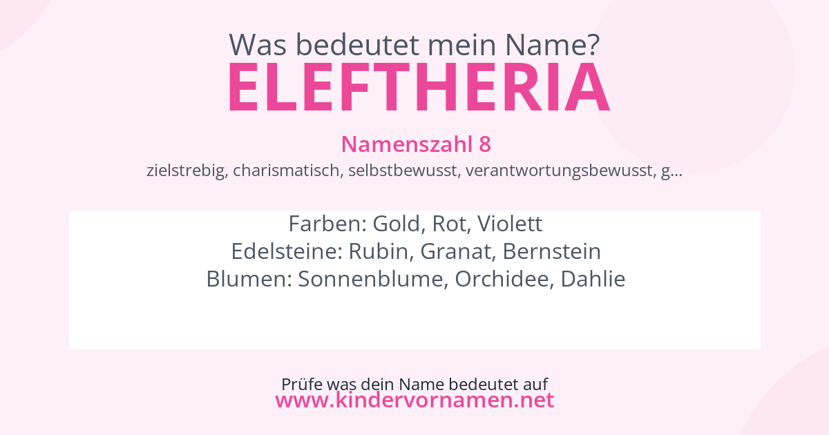 Was bedeutet der Name Eleftheria?