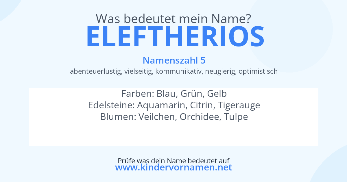 Was bedeutet der Name Eleftherios?