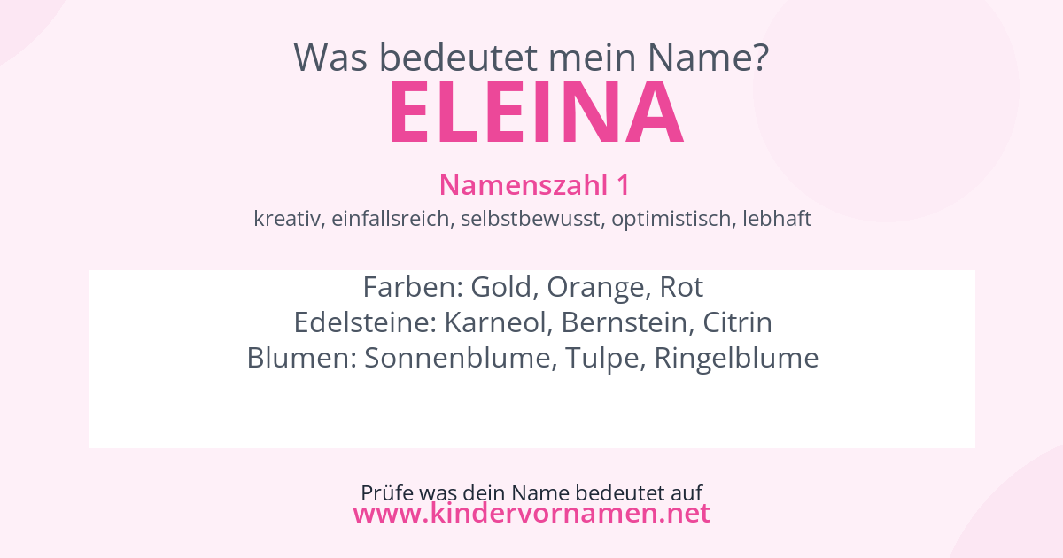 Was bedeutet der Name Eleina?