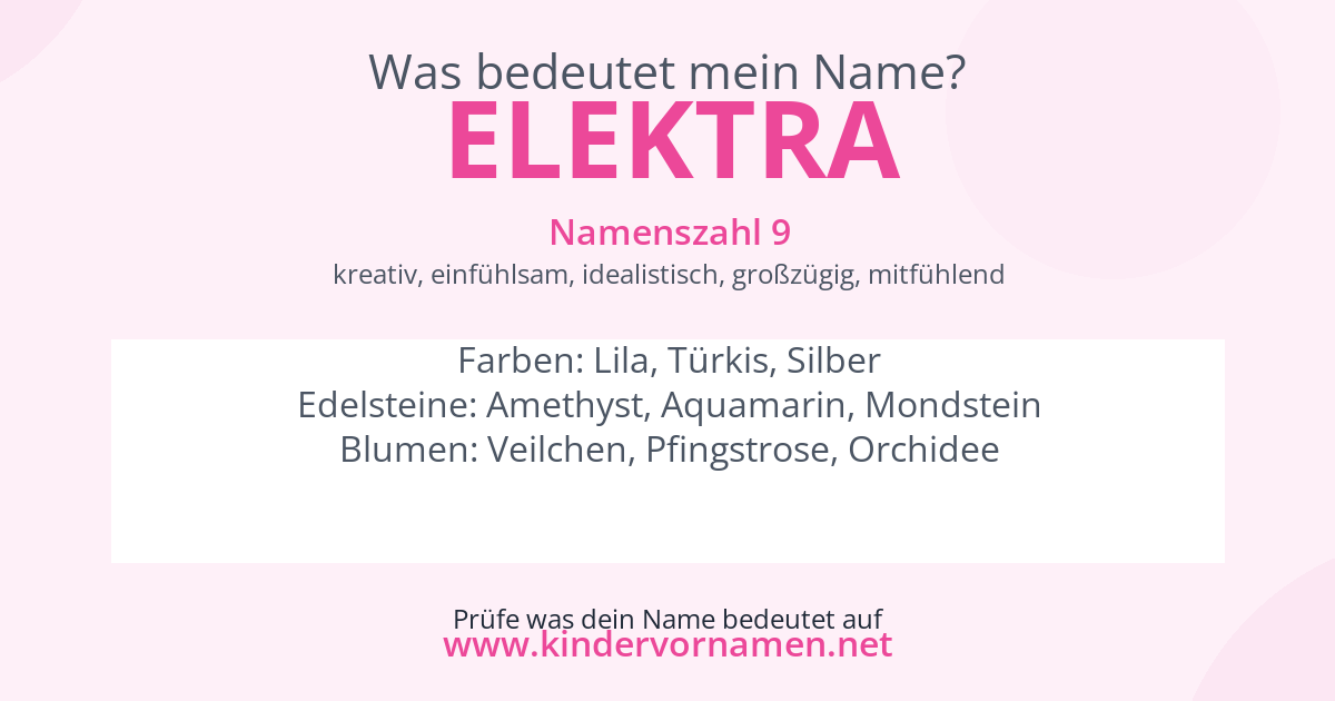 Was bedeutet der Name Elektra?