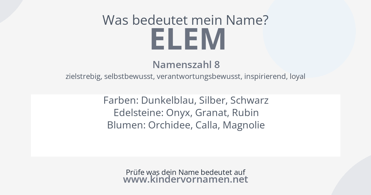 Was bedeutet der Name Elem?