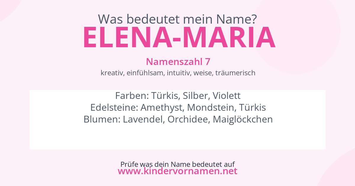 Was bedeutet der Name Elena-Maria?