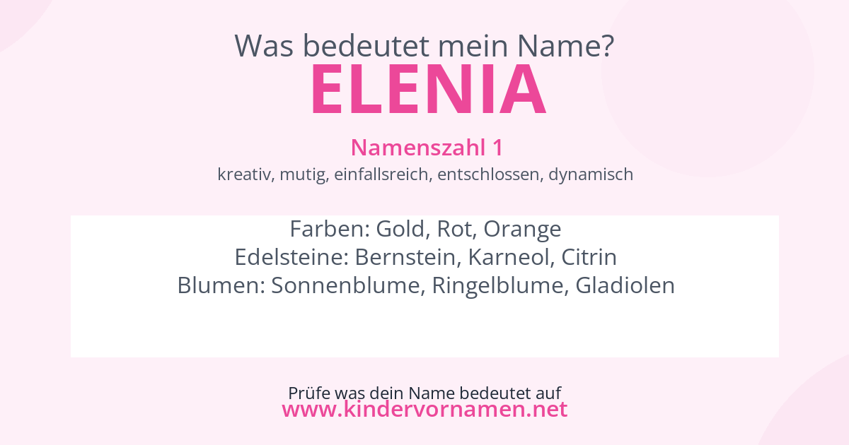 Was bedeutet der Name Elenia?