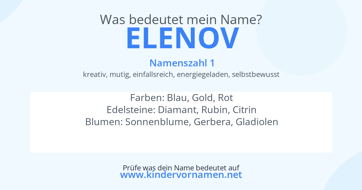Was bedeutet der Name Elenov?