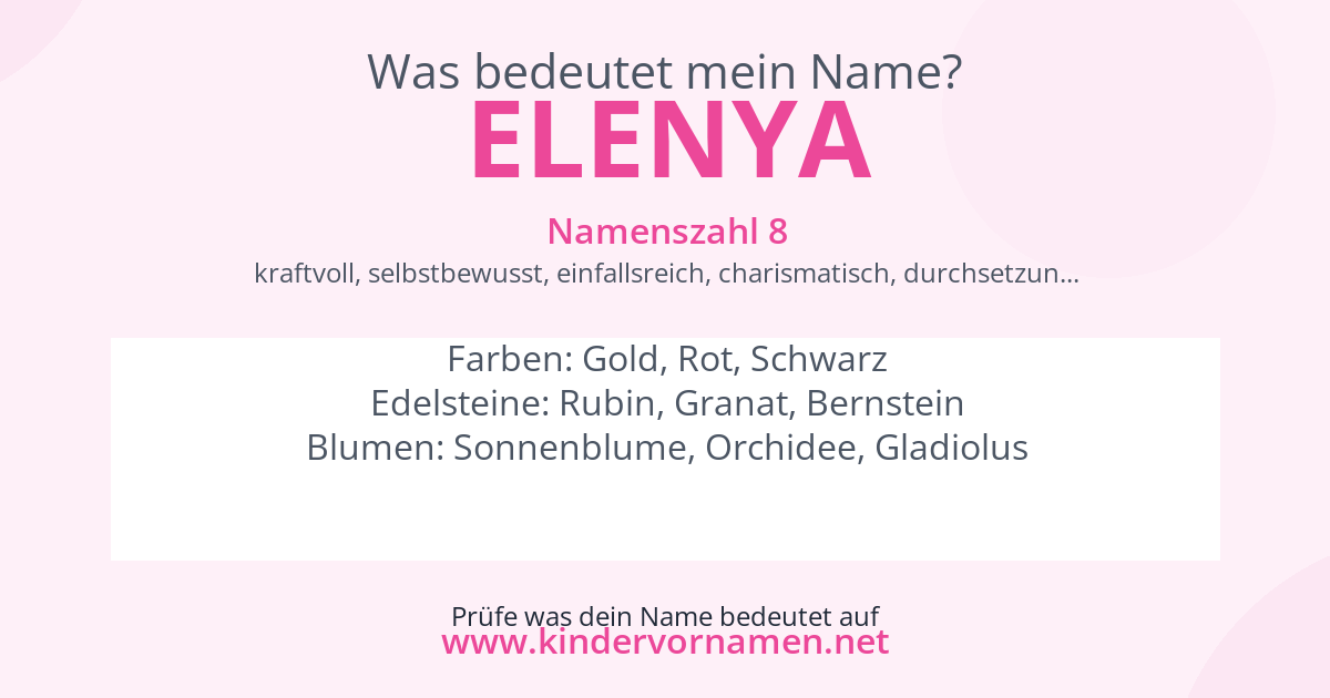 Was bedeutet der Name Elenya?