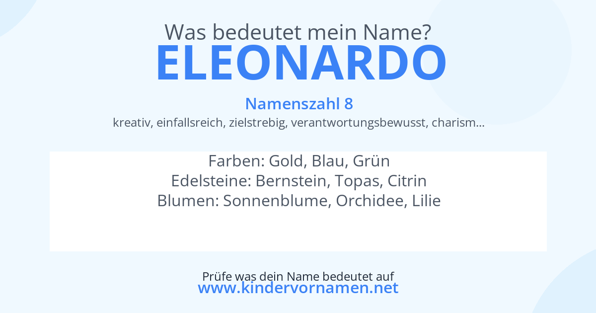 Was bedeutet der Name Eleonardo?