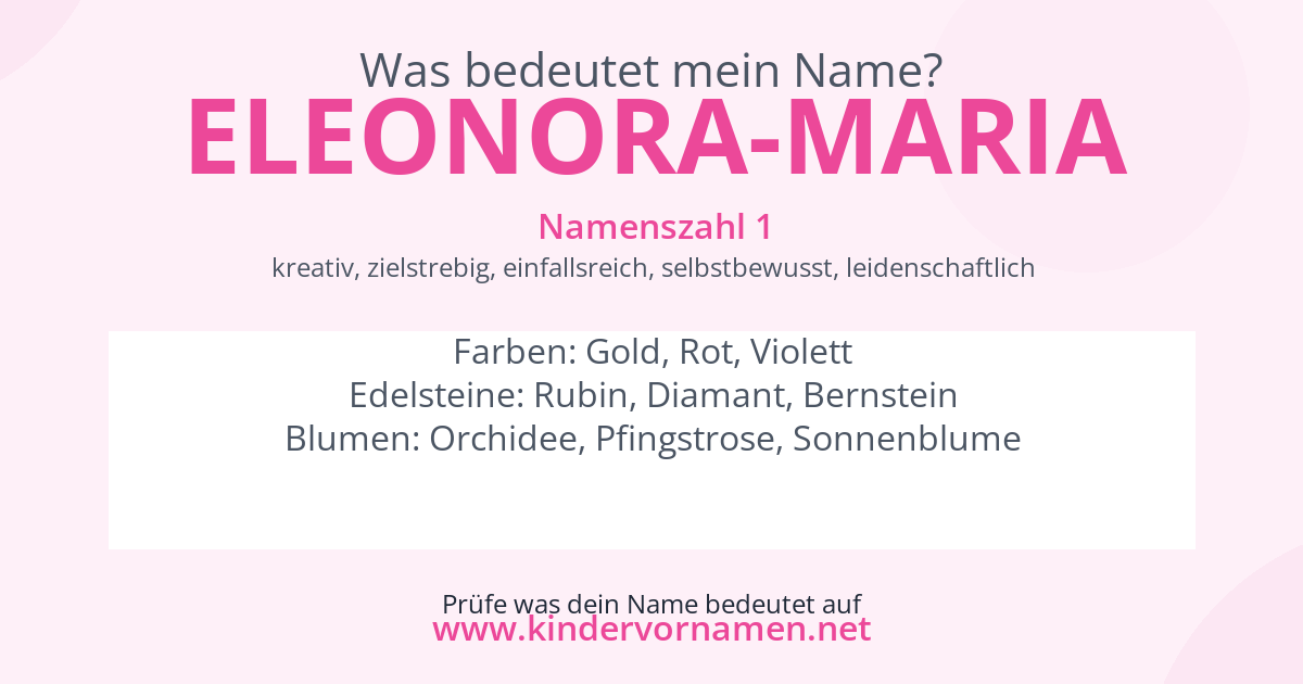 Was bedeutet der Name Eleonora-Maria?