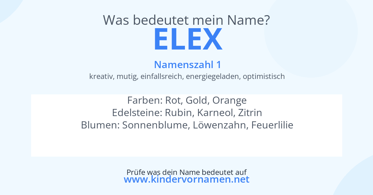 Was bedeutet der Name Elex?