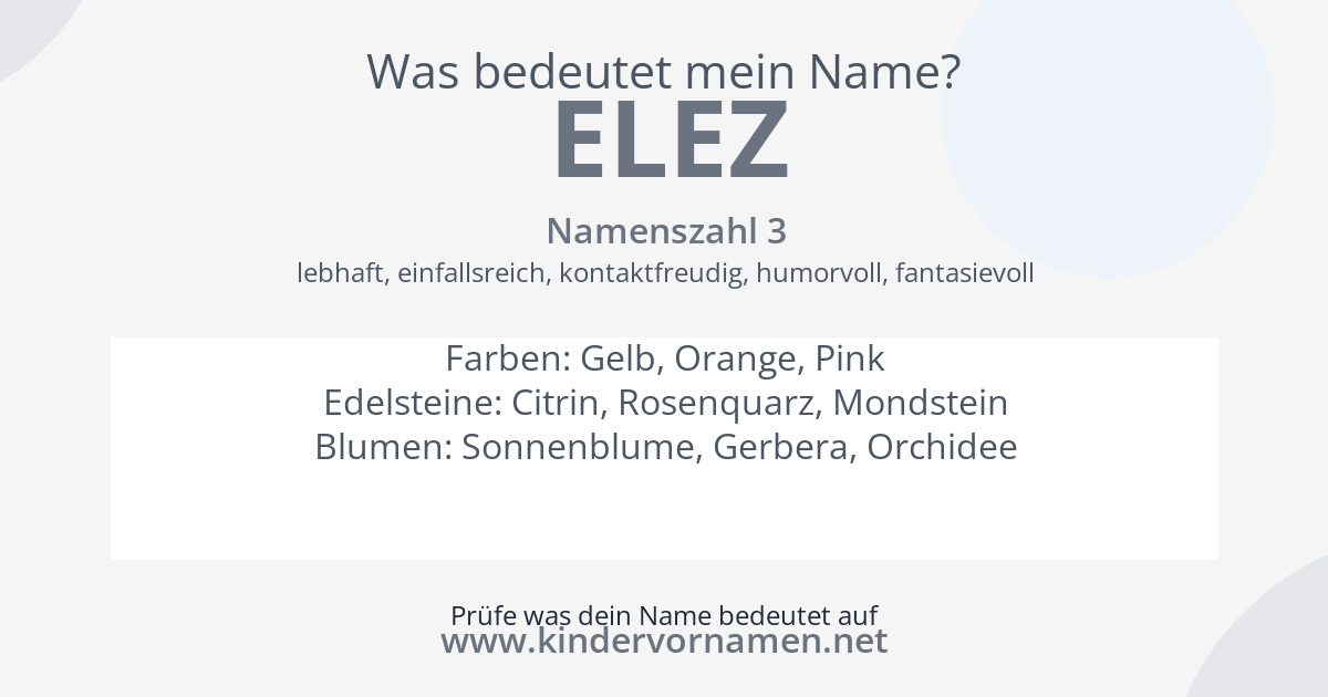 Was bedeutet der Name Elez?