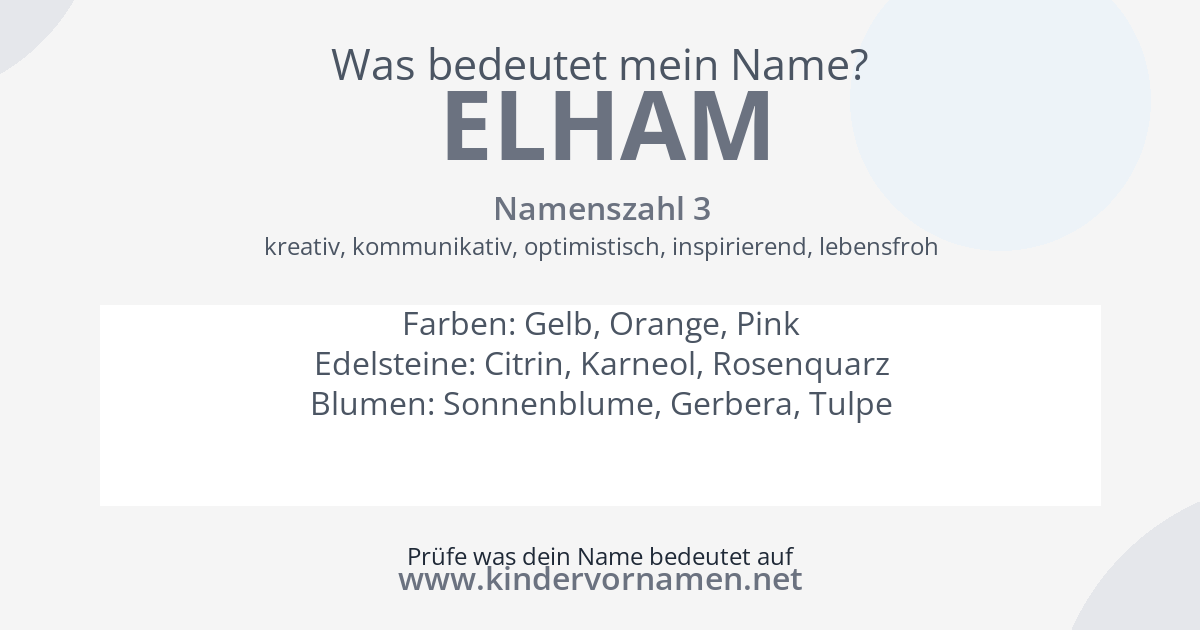 Was bedeutet der Name Elham?