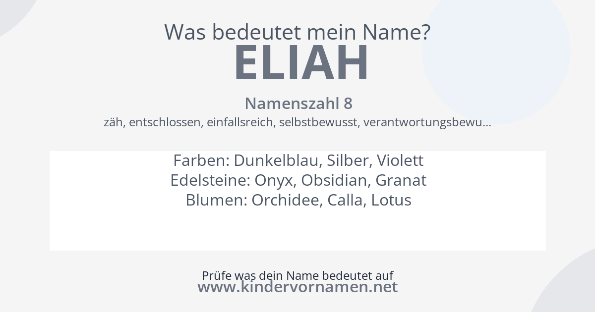 Was bedeutet der Name Eliah?