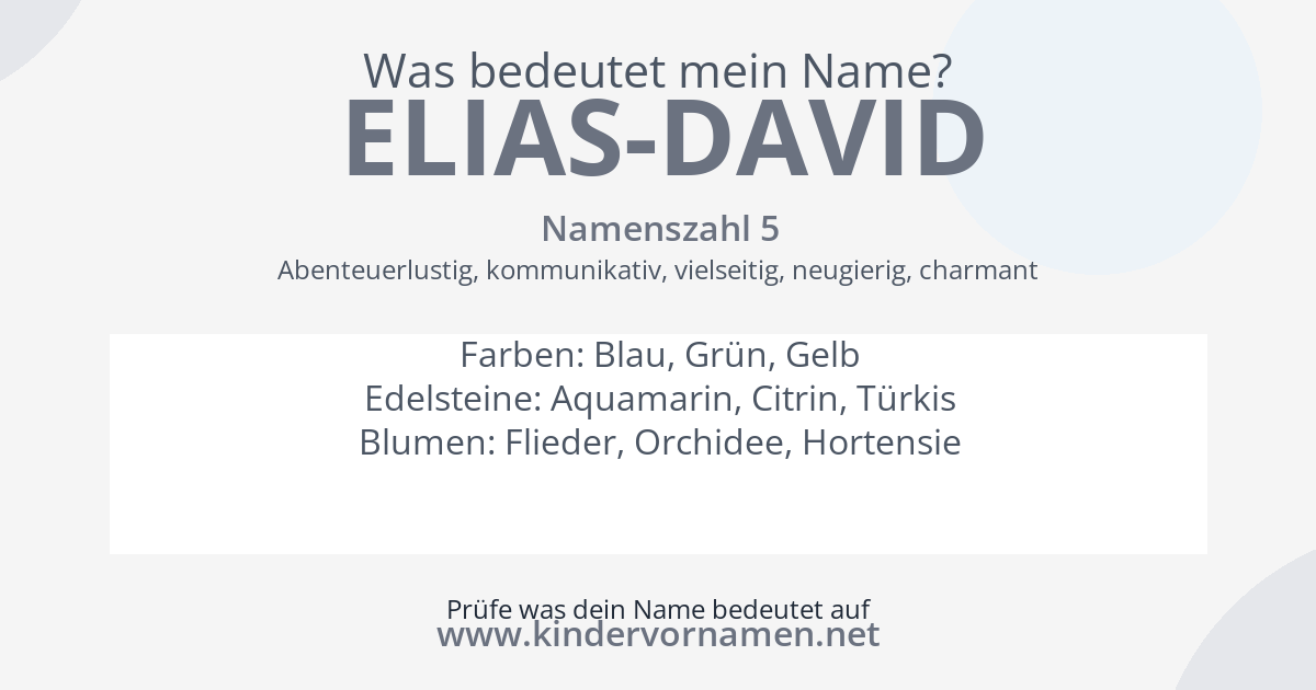Was bedeutet der Name Elias-David?