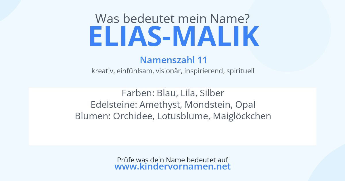 Was bedeutet der Name Elias-Malik?