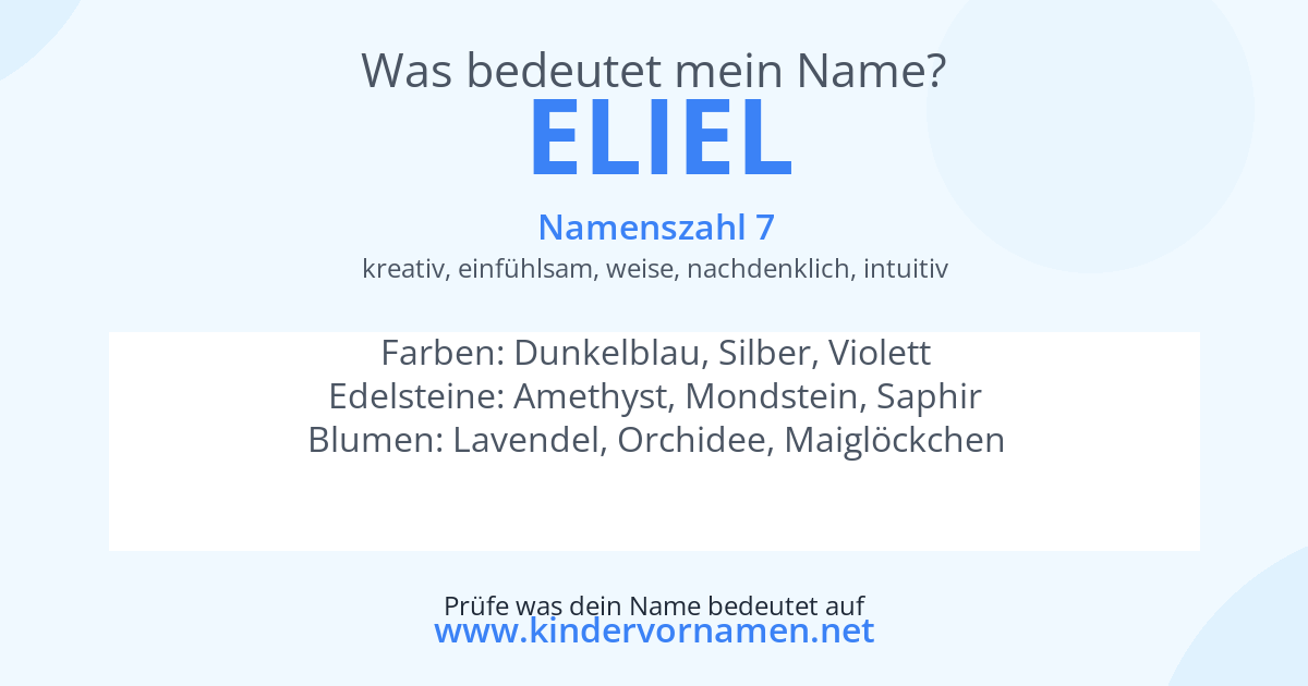 Was bedeutet der Name Eliel?