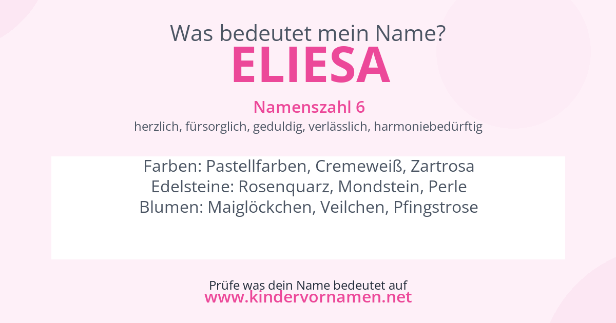 Was bedeutet der Name Eliesa?