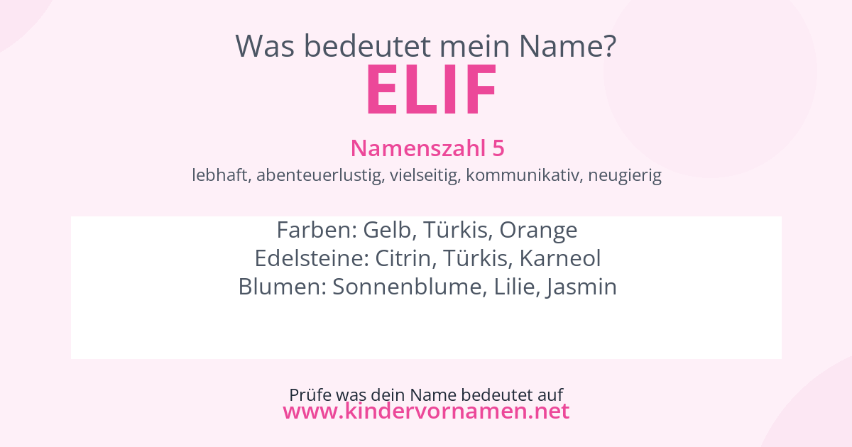 Was bedeutet der Name Elif?