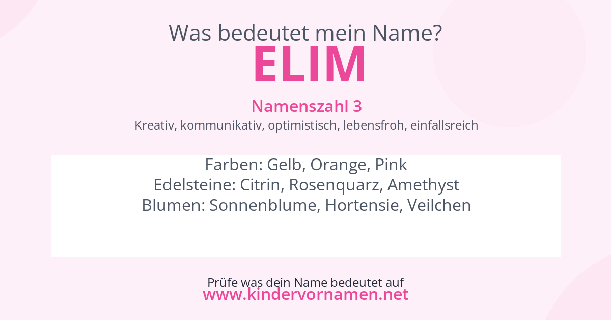 Was bedeutet der Name Elim?