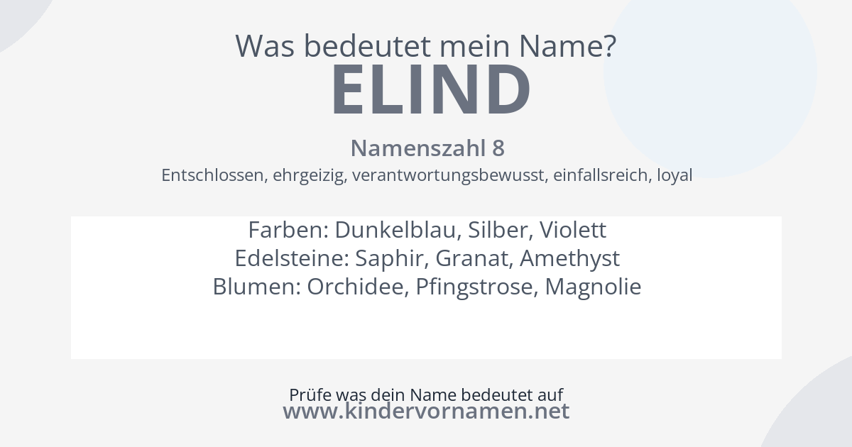 Was bedeutet der Name Elind?