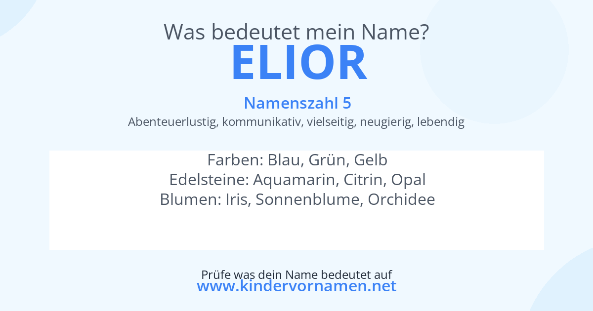 Was bedeutet der Name Elior?