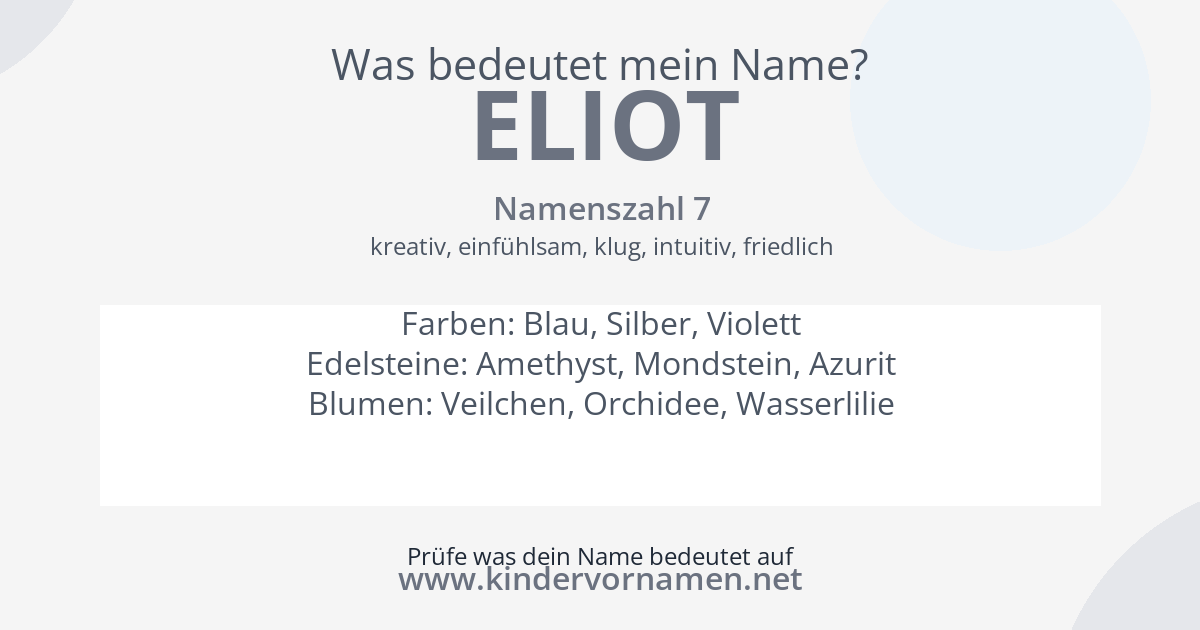 Was bedeutet der Name Eliot?