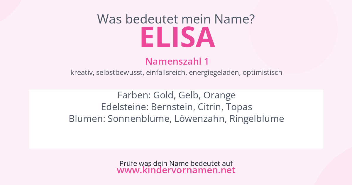 Was bedeutet der Name Elisa?