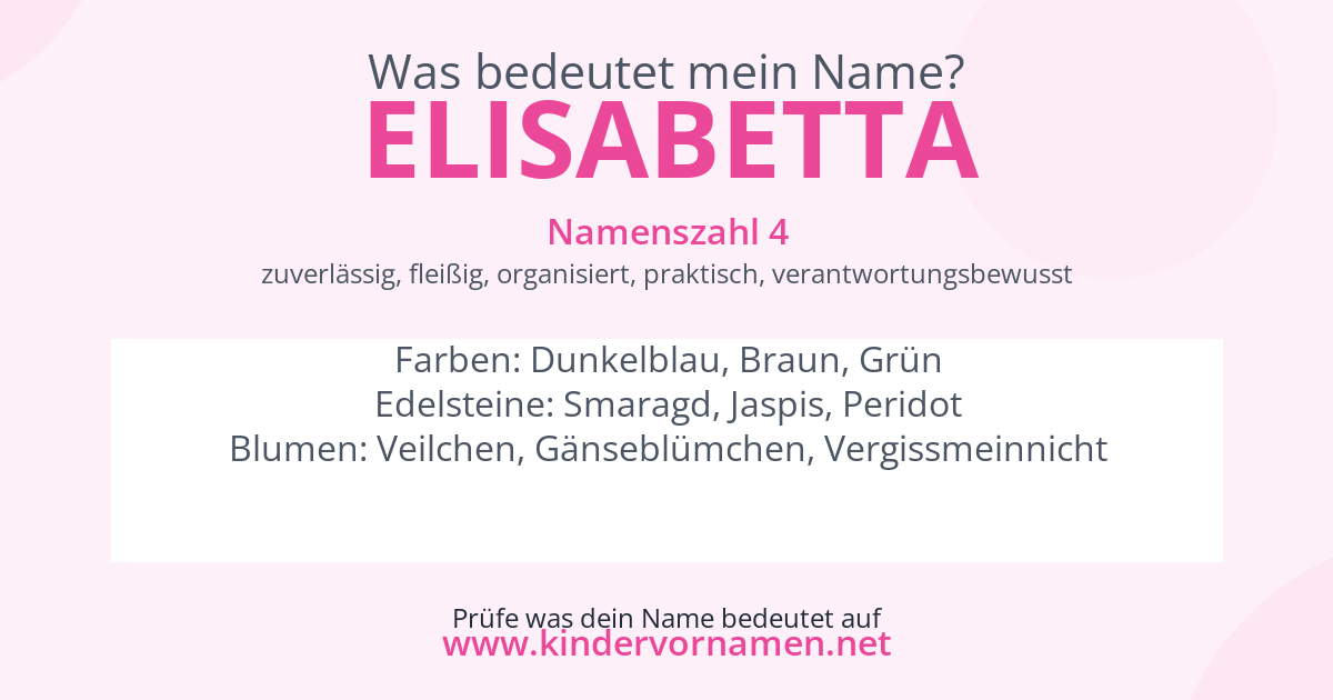 Was bedeutet der Name Elisabetta?