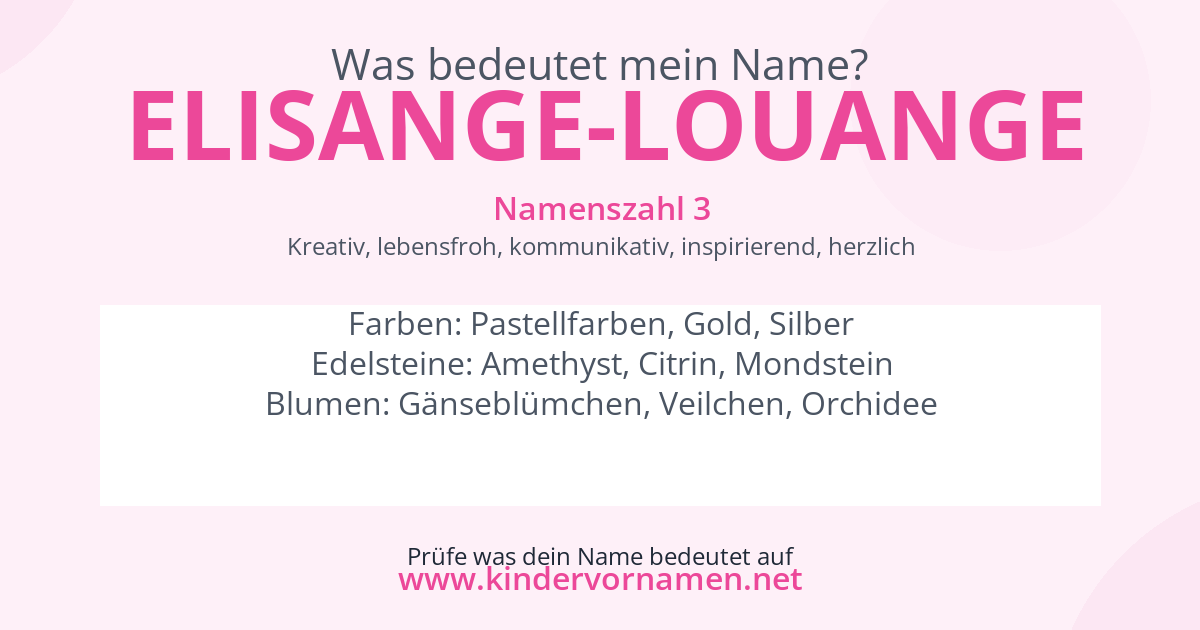 Was bedeutet der Name Elisange-Louange?