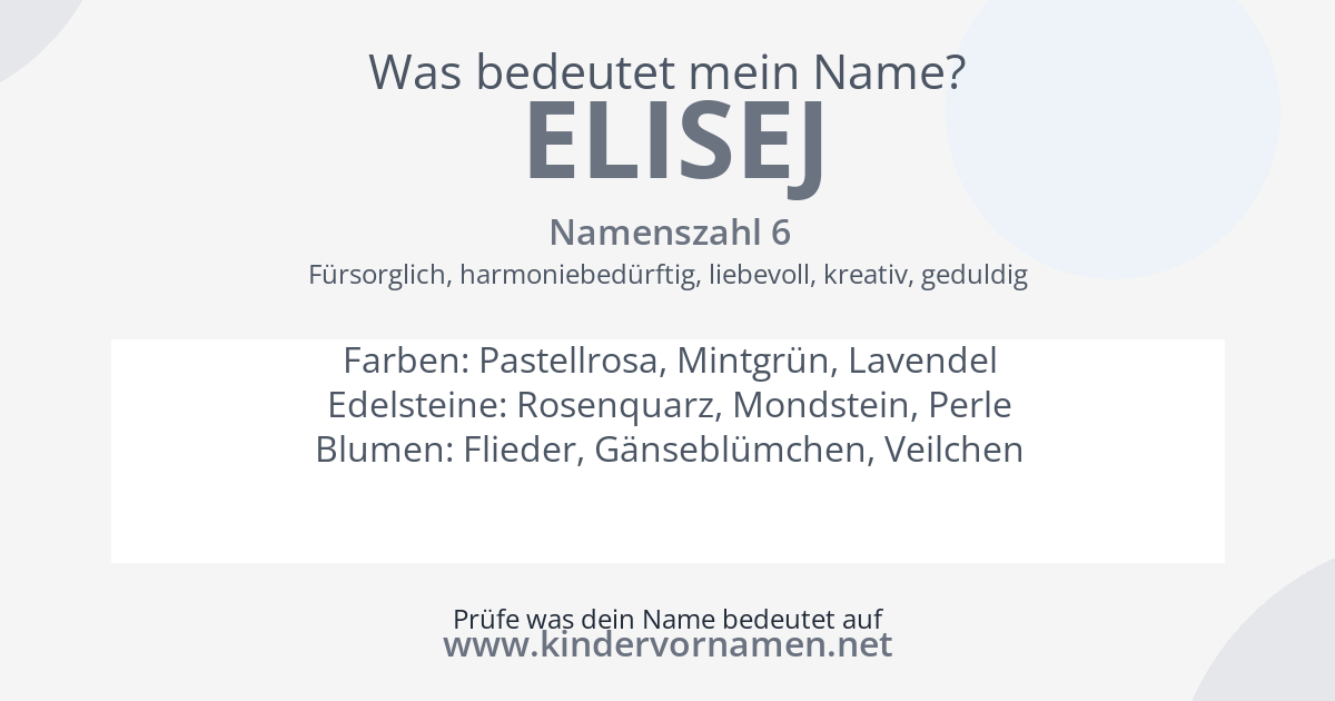 Was bedeutet der Name Elisej?
