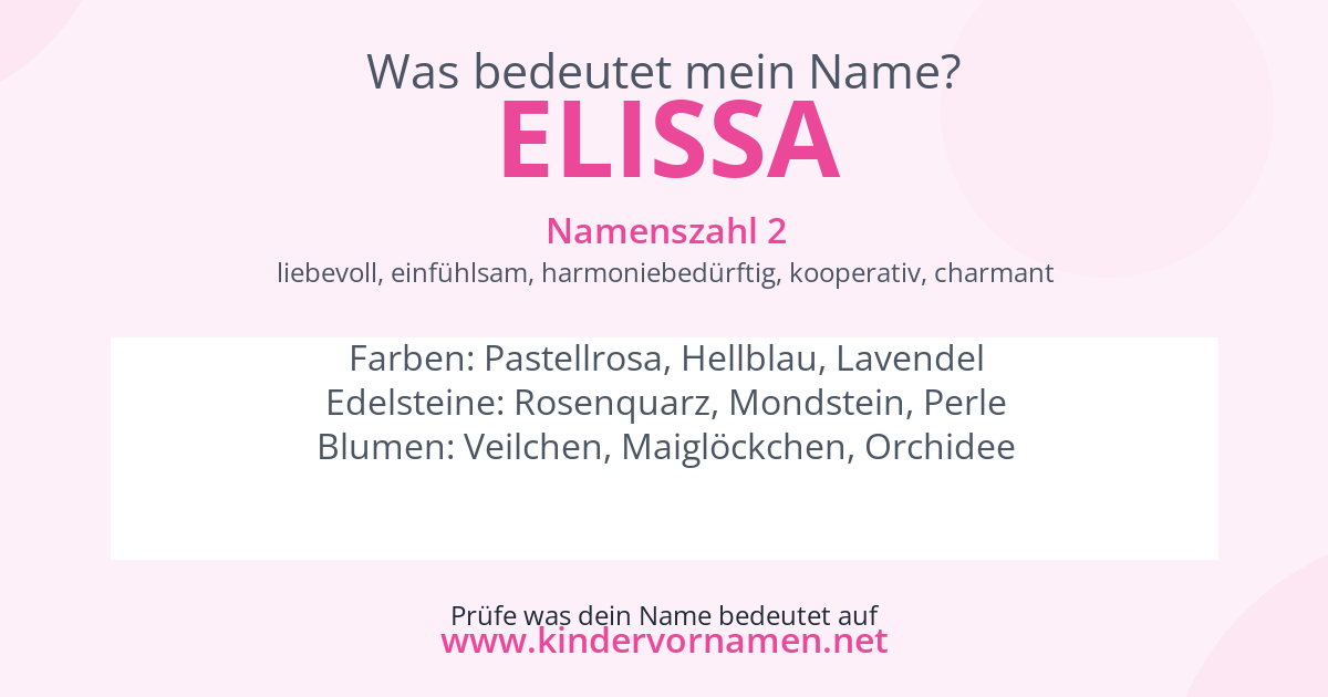 Was bedeutet der Name Elissa?