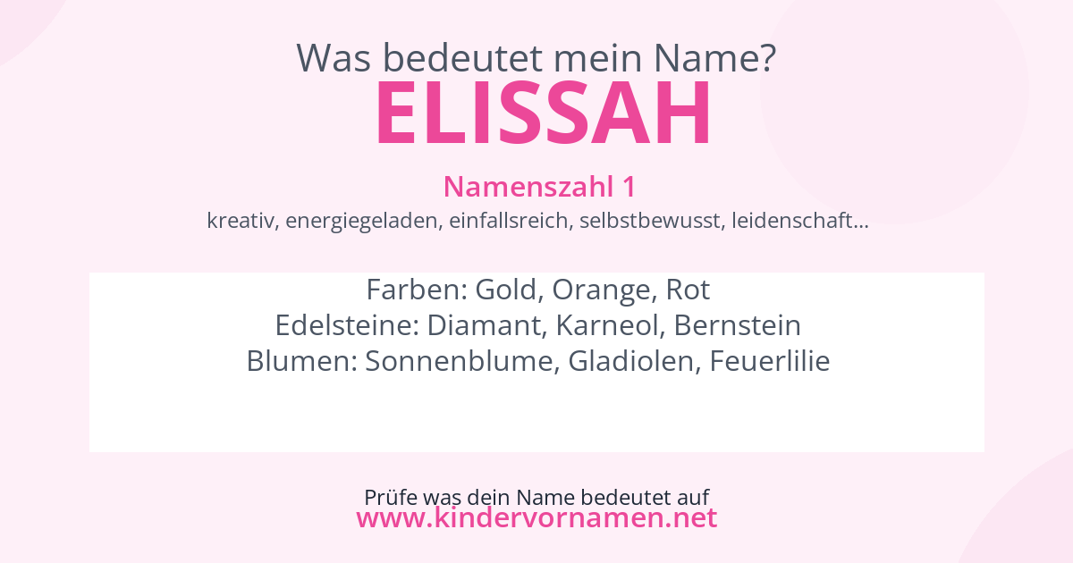 Was bedeutet der Name Elissah?