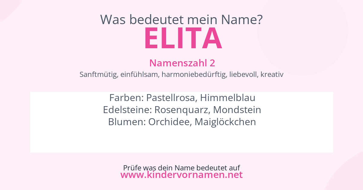 Was bedeutet der Name Elita?