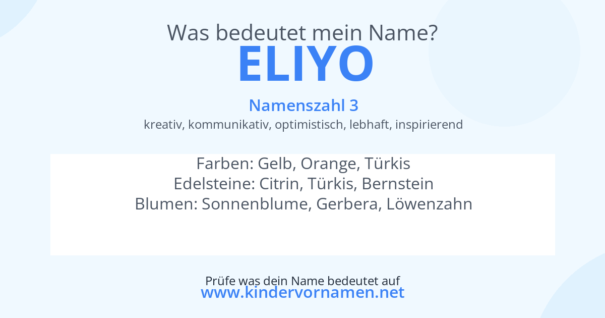 Was bedeutet der Name Eliyo?
