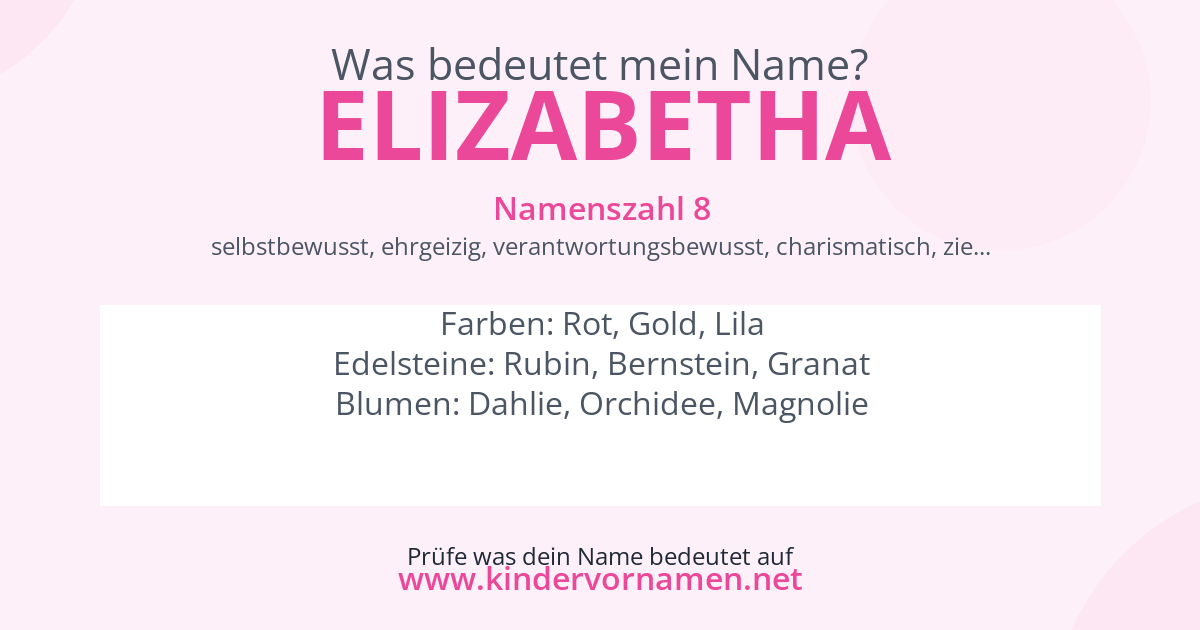 Was bedeutet der Name Elizabetha?