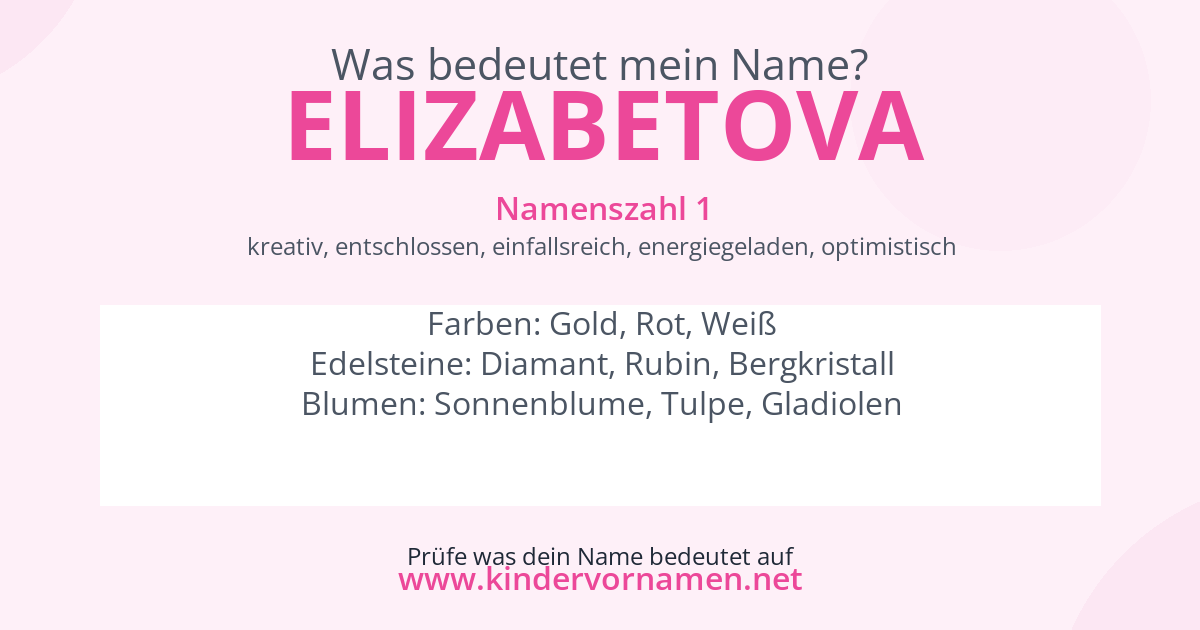 Was bedeutet der Name Elizabetova?