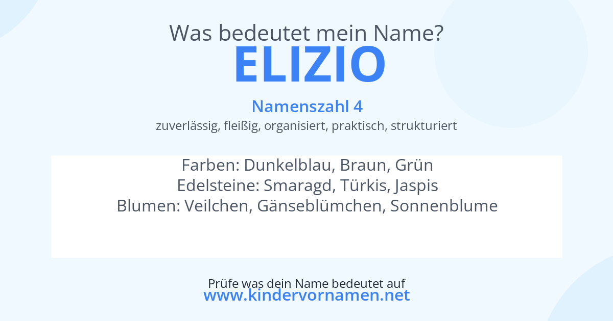 Was bedeutet der Name Elizio?