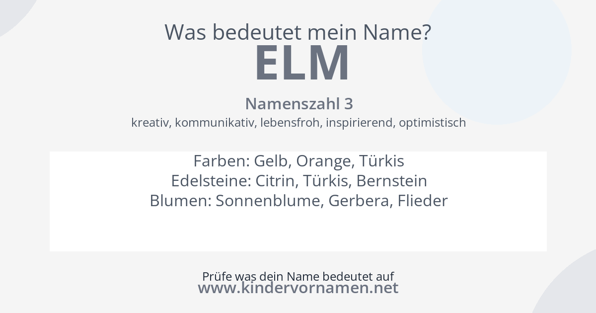 Was bedeutet der Name Elm?