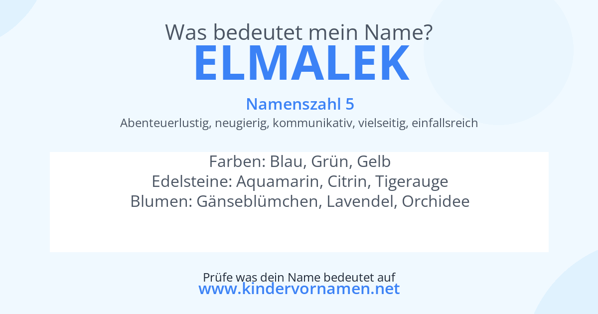 Was bedeutet der Name Elmalek?