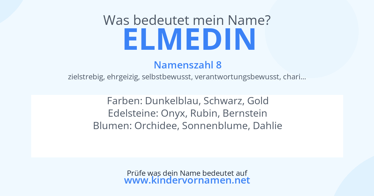 Was bedeutet der Name Elmedin?