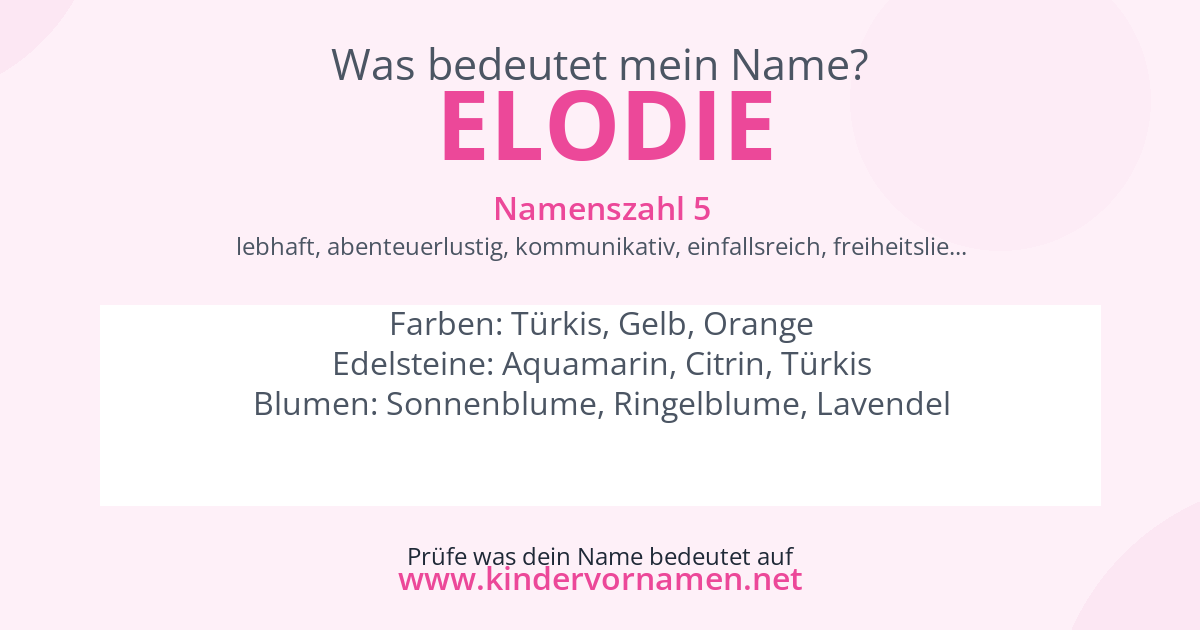 Was bedeutet der Name Elodie?