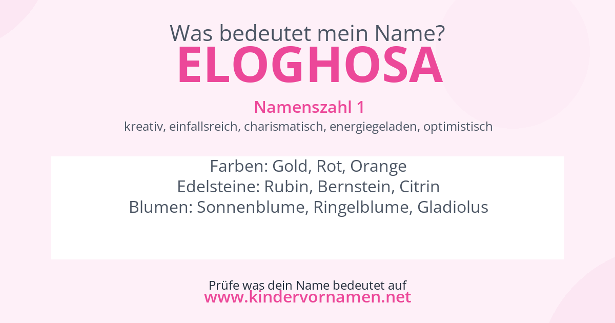 Was bedeutet der Name Eloghosa?