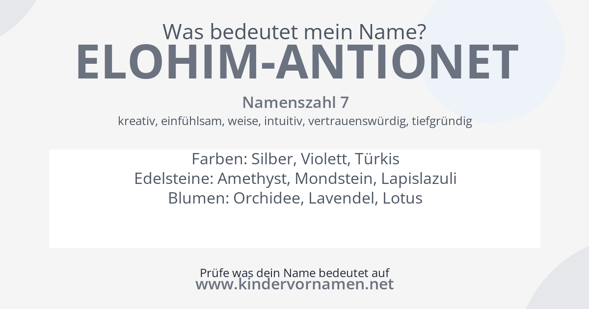 Was bedeutet der Name Elohim-Antionet?