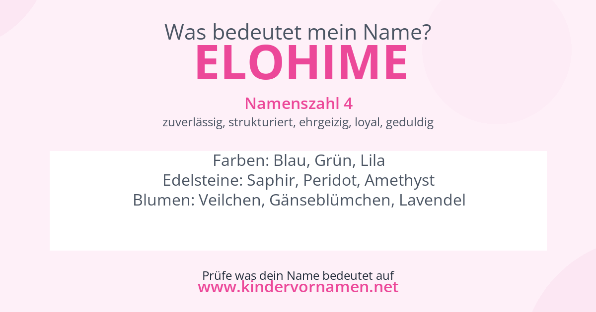 Was bedeutet der Name Elohime?