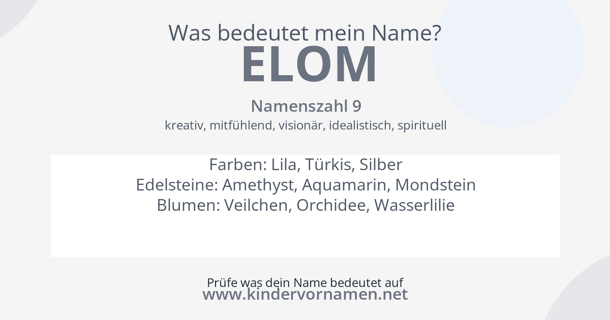 Was bedeutet der Name Elom?