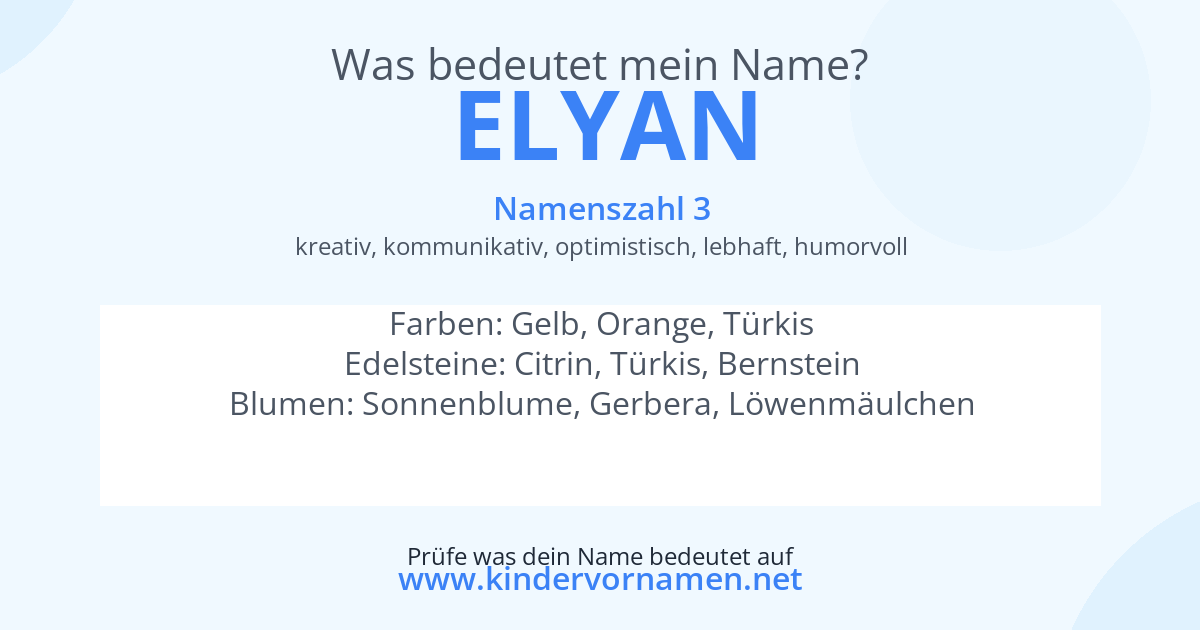 Was bedeutet der Name Elyan?