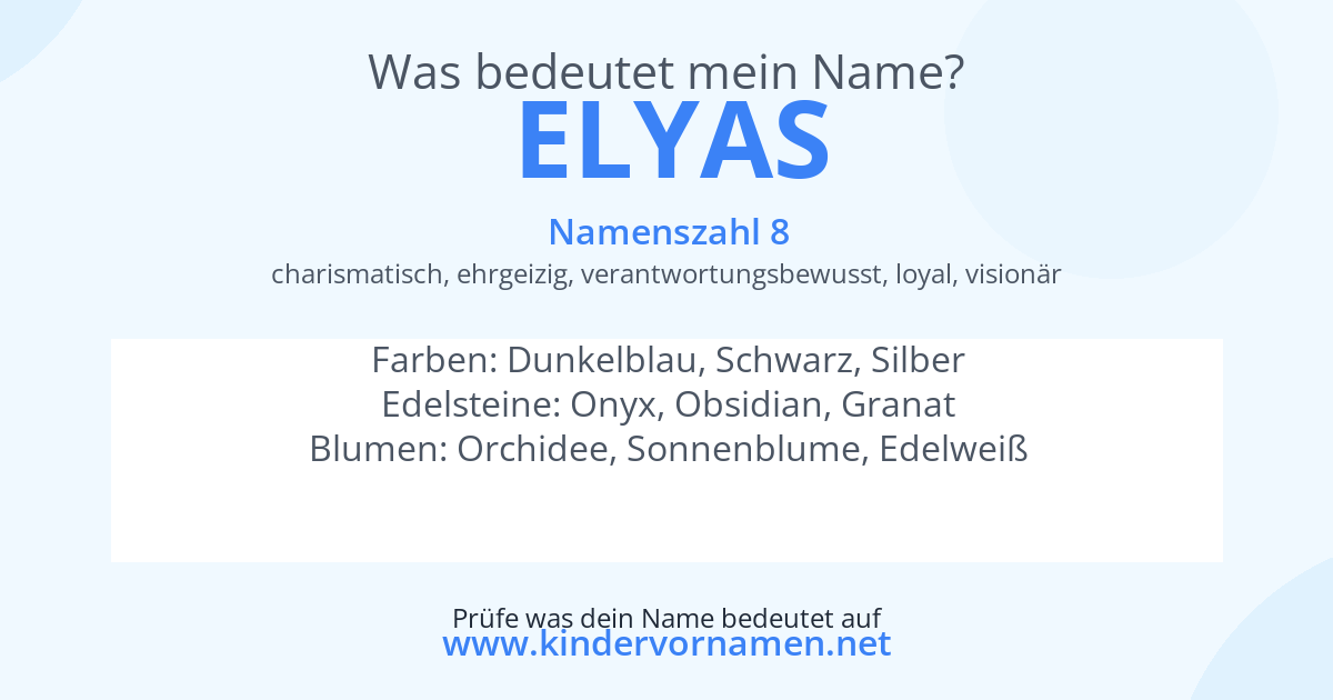 Was bedeutet der Name Elyas?