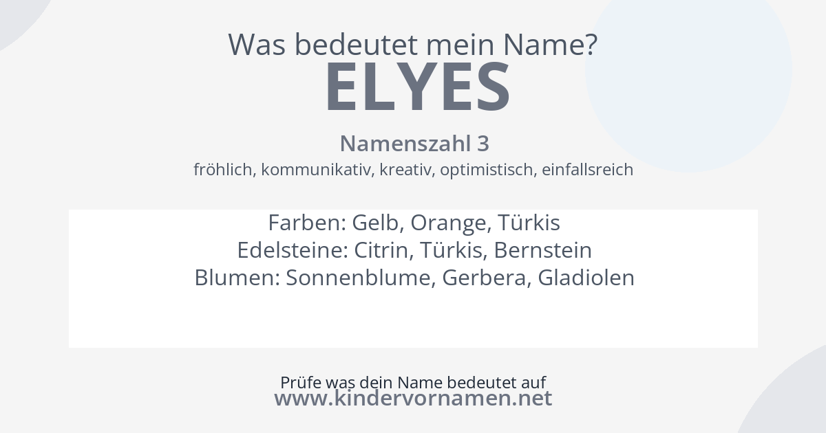 Was bedeutet der Name Elyes?