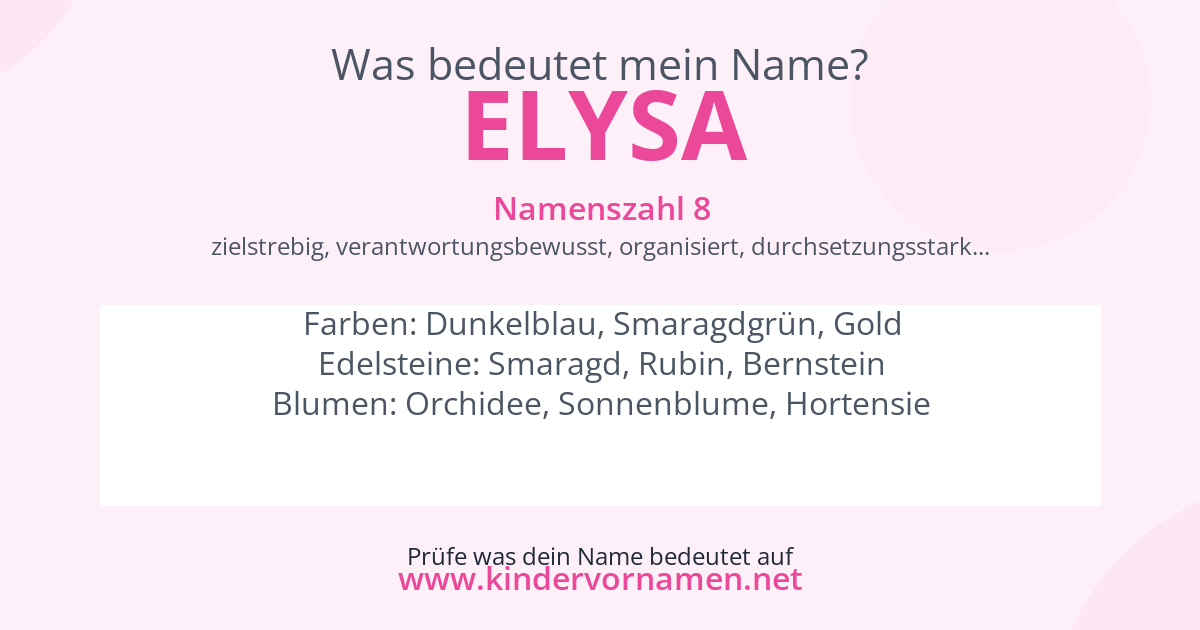 Was bedeutet der Name Elysa?