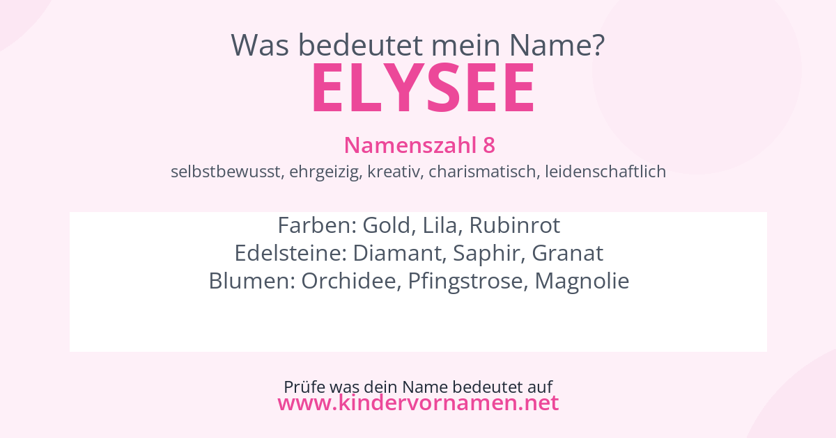 Was bedeutet der Name Elysee?