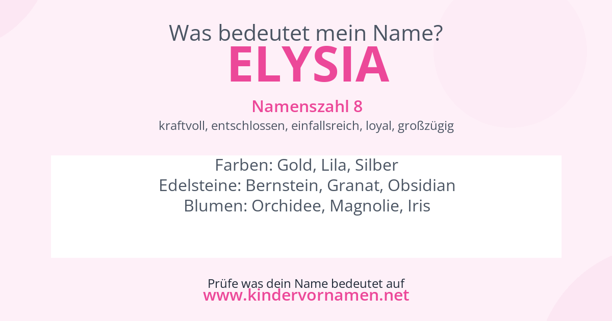 Was bedeutet der Name Elysia?