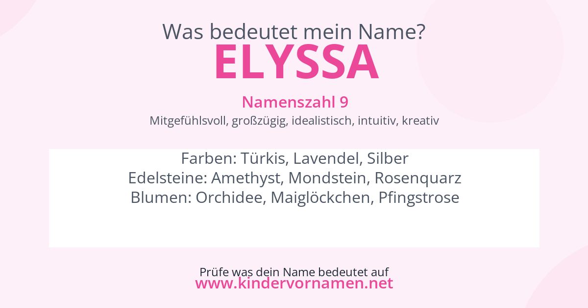 Was bedeutet der Name Elyssa?